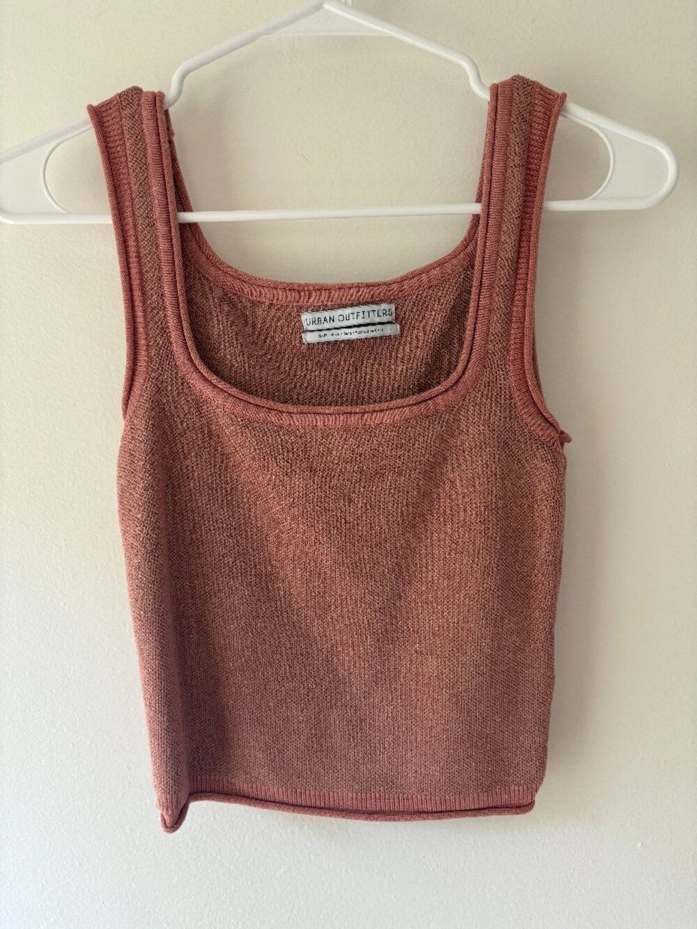 Urban Outfitters Rose Gold Metallic Knit Crop Tank Top